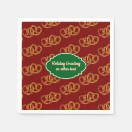 ホリデープレッツェル – クリスマスカラーズノッテッドパン スタンダードカクテルナプキン