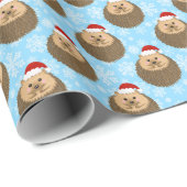 ホリデーヘッジホッグおもしろいフェスティバル動物愛好家 ラッピングペーパー (ロールコーナー)