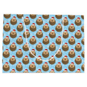 ホリデーヘッジホッグおもしろいフェスティバル動物愛好家 ラージペーパーバッグ (裏面)