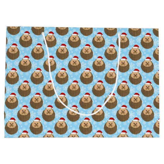 ホリデーヘッジホッグおもしろいフェスティバル動物愛好家 ラージペーパーバッグ (裏面)