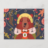 ホリデーベアーホットココアを飲む ポストカード (正面)