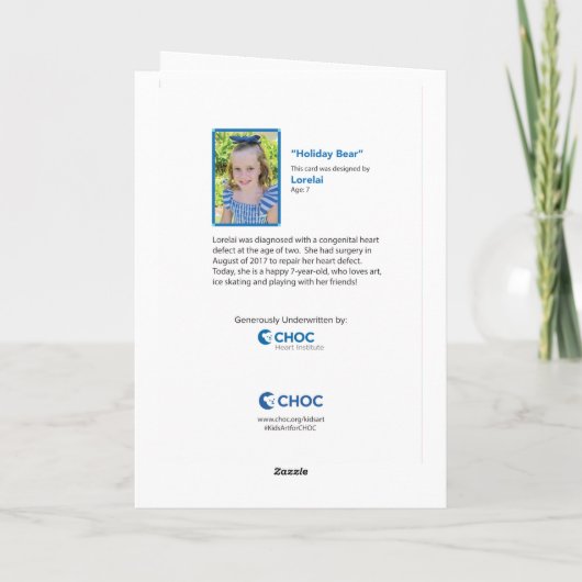 ホリデーベア - 子供の芸術作品 for CHOC サンキューカード (裏面)