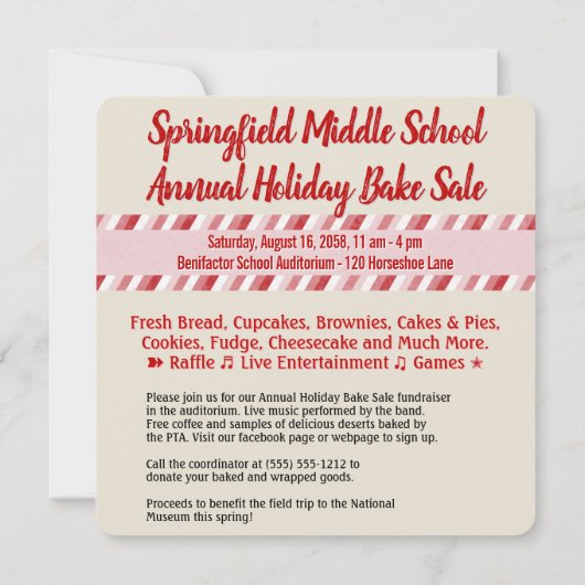 ホリデーベイクセールバニーズアナウンス 招待状 (裏面)