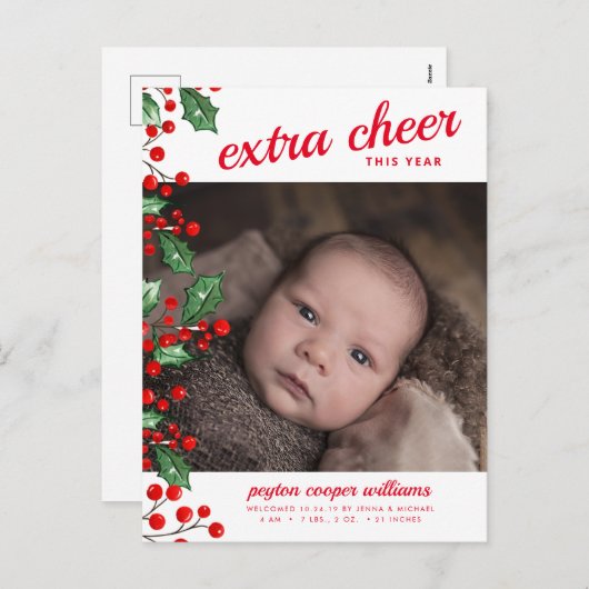 ホリデーベイビー発表 | クリスマスの喜び シーズンポストカード (正面/裏面)