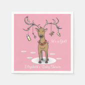 ホリデーベビーシャワーガールクリスマスピンクナプキン スタンダードカクテルナプキン (正面)
