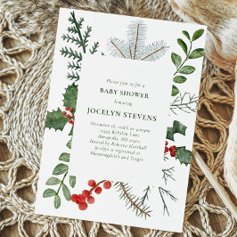 ホリデーベビーシャワー招待状、クリスマスリース 招待状