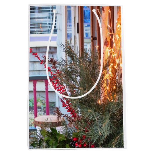 ホリデーベリーとライト – マーサズヴィネヤード ミディアムペーパーバッグ (正面)