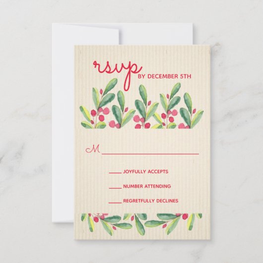 ホリデーベリーのグリーン クリスマスパーティ 出欠カード (正面)