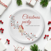 ホリデーベリーの枝 クリスマス ペーパープレート