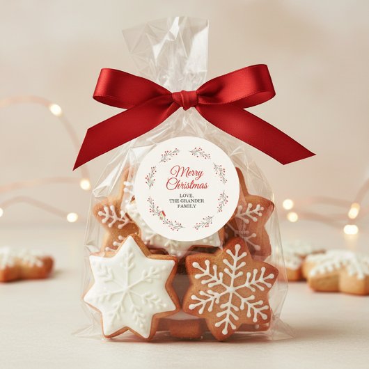 ホリデーベリーブランチクリスマス ラウンドシール