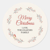 ホリデーベリーブランチクリスマス ラウンドシール (正面)