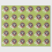 ホリデーベリーリースウィズジョイとカスタム家族 ラッピングペーパー (フラット)