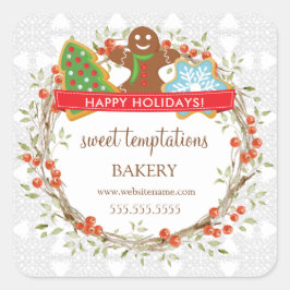 ホリデーベリーリースクリスマスクッキースクエアスティック スクエアシール
