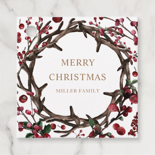 ホリデーベリー喜びクリスマス家族モノグラム フェイバータグ (正面)