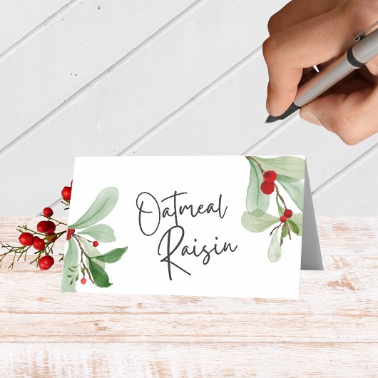 ホリデーベリー折り畳み食品、飲み物または座席表 プレイスカード