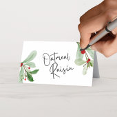 ホリデーベリー折り畳み食品、飲み物または座席表 プレイスカード