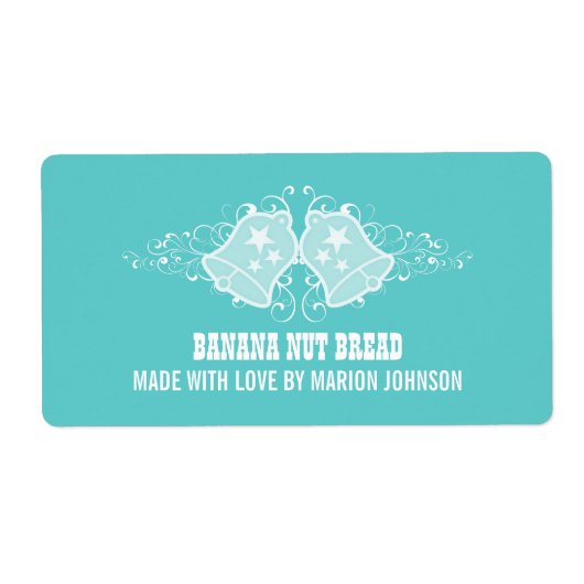 ホリデーベルとスワールベーキングラベル、アクア ラベル (正面)