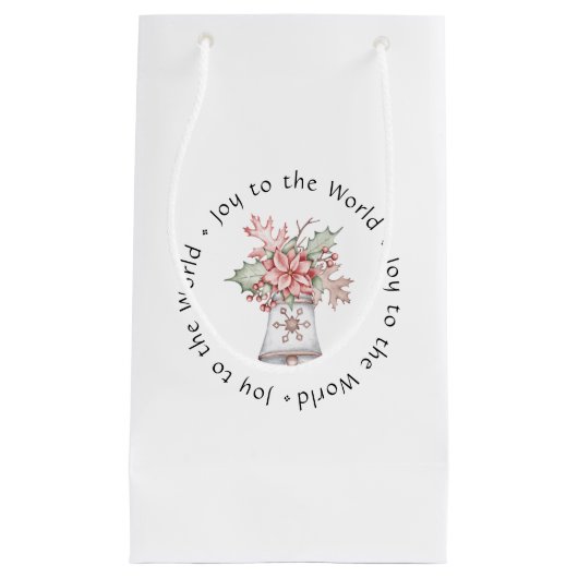 ホリデーベルウィズポインセチア抱き枕 – 小 スモールペーパーバッグ (正面)