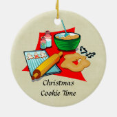 ホリデーベーキングクリスマスクッキー食材ベーカー セラミックオーナメント (裏面)