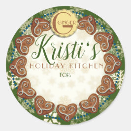 ホリデーベーキングジンジャーブレッドパーソナライズされたクッキー ラウンドシール