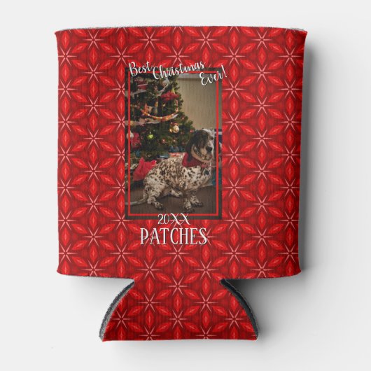 ホリデーペット写真テンプレート最高のクリスマスエバー 缶クーラー (正面)