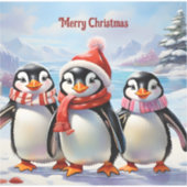 ホリデーペンギンお洒落トリオ シール (正面)