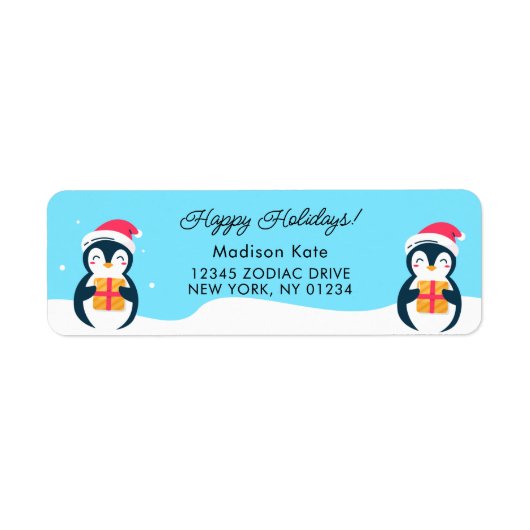 ホリデーペンギン差出人住所ラベル ラベル (正面)