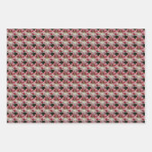 ホリデーペンハーツとアマリリスのフローラルパターン ラッピングペーパーシート (正面3)