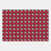 ホリデーペンハーツとアマリリスのフローラルパターン ラッピングペーパーシート (正面)