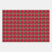 ホリデーペンハーツとアマリリスのフローラルパターン ラッピングペーパーシート (正面3)