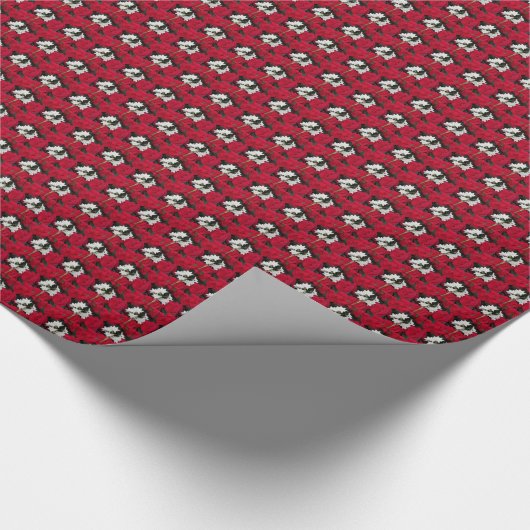 ホリデーペーパーと赤ポインセティアスパターン ラッピングペーパー (角)