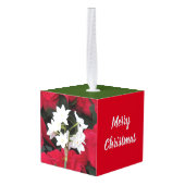 ホリデーペーパーホワイトとホリー キューブオーナメント (裏面アングル)