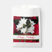 ホリデーペーパーホワイトとレッドポインセティアス フェイバーバッグ (正面)