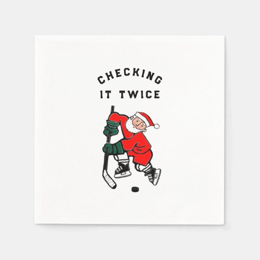 ホリデーホッケーパーティー紙プレートナプキンス スタンダードカクテルナプキン (正面)