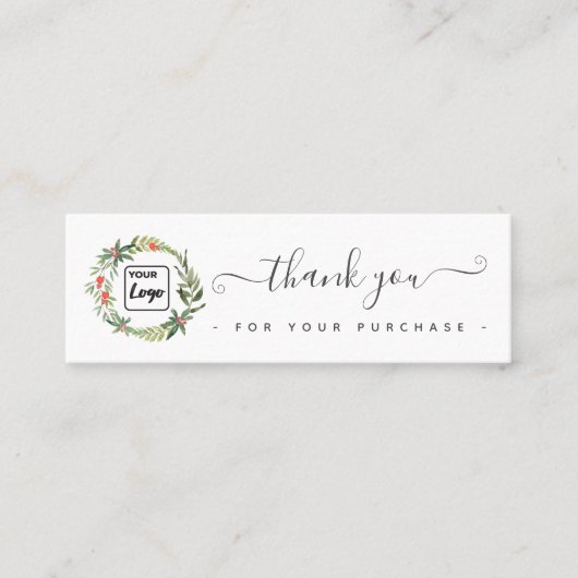 ホリデーホリーカスタムリース感謝していのロゴが好き スキニー名刺 (正面)