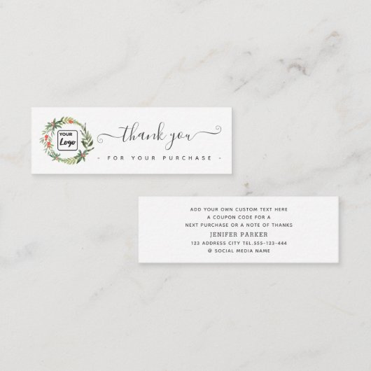 ホリデーホリーカスタムリース感謝していのロゴが好き スキニー名刺 (正面/裏面)