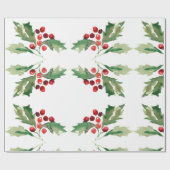 ホリデーホリークリスマスギフトラップ ラッピングペーパー (フラット)