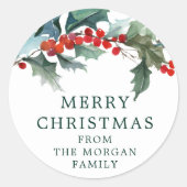 ホリデーホリークリスマスステッカー ラウンドシール (正面)