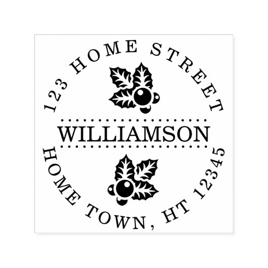 ホリデーホリーサーキュラーファミリーネーム差出人住所 セルフインキングスタンプ (デザイン)