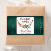 ホリデーホリーブランチタイポグラフィ製品ラベル ラベル (インサイチュ)