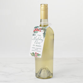 ホリデーホリーボトルハンガーラベルズクリスマス ボトルネックタグ