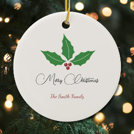 ホリデーホリーメリークリスマスオーナメント セラミックオーナメント