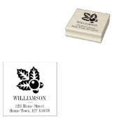 ホリデーホリーモチーフファミリーネーム差出人住所 ラバースタンプ (押印)