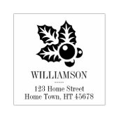 ホリデーホリーモチーフファミリーネーム差出人住所 ラバースタンプ (インプリント)