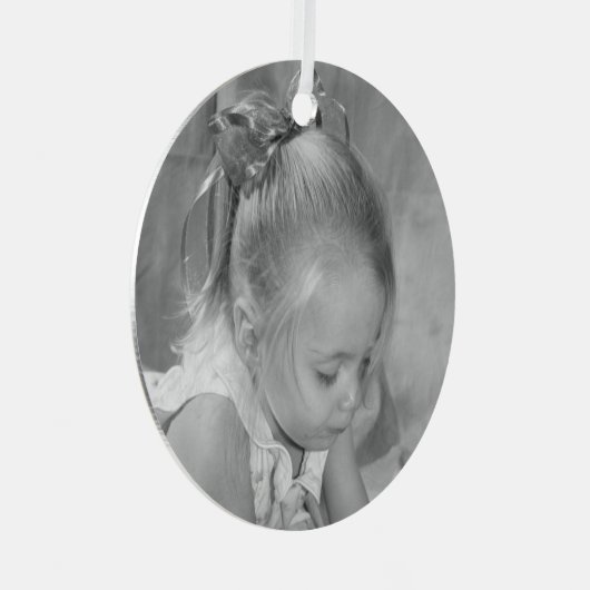 ホリデーホリーモノグラムパーソナライズされた写真 メタルオーナメント (正面右)