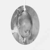 ホリデーホリーモノグラムパーソナライズされた写真 メタルオーナメント (正面左)