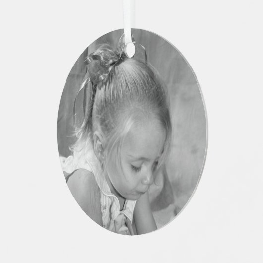 ホリデーホリーモノグラムパーソナライズされた写真 メタルオーナメント (正面左)