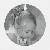 ホリデーホリーモノグラムパーソナライズされた写真 メタルオーナメント (正面)