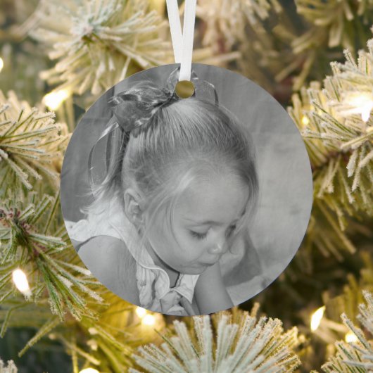 ホリデーホリーモノグラムパーソナライズされた写真 メタルオーナメント (インサイチュ)