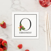 ホリデーホリーモノグラムレターオイパーソナライズされた紙 スタンダードカクテルナプキン (インサイチュ)